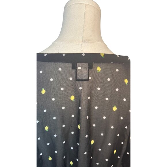 Torrid Size 5 Black Sheer Polka Dot & Yellow Floral Tunic Top Ruffles - Picture 10 of 15
